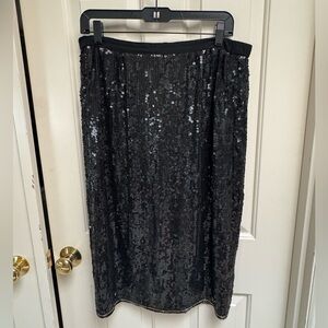 Vintage Black And Gold Sequin Midi Skirt